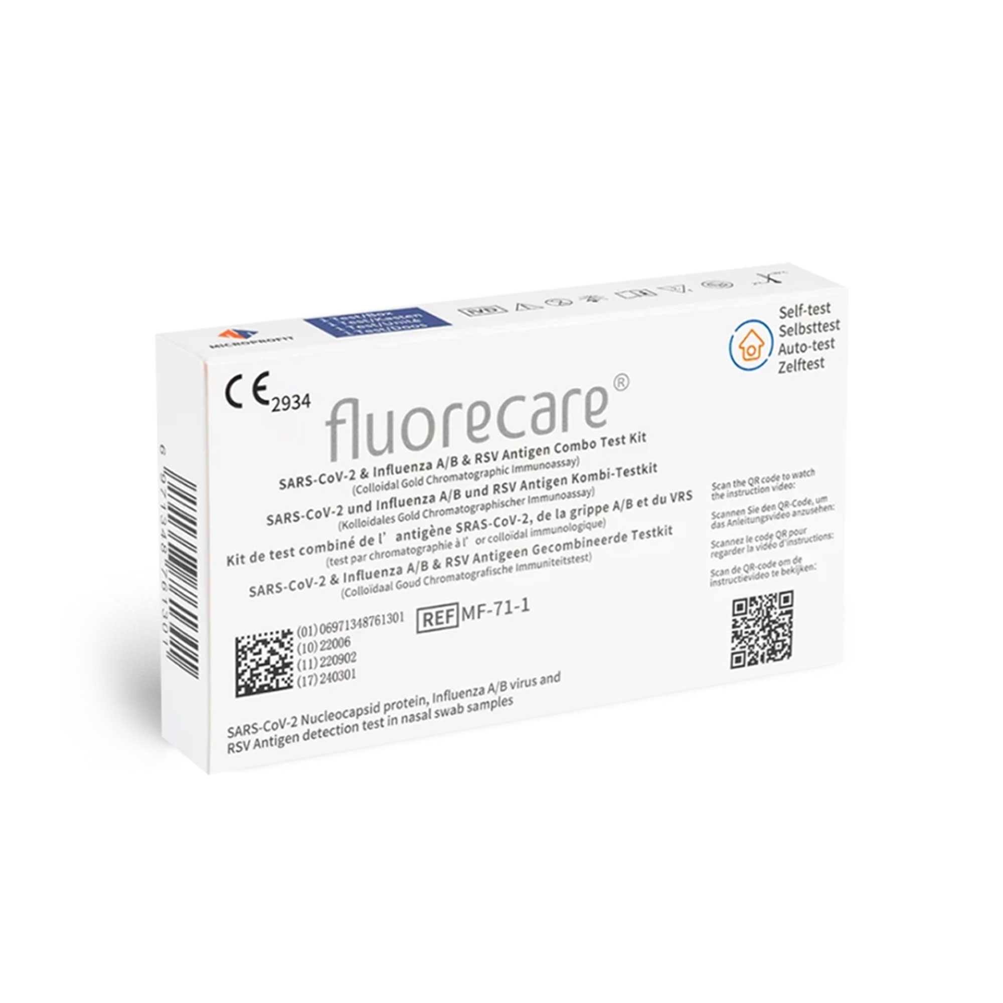 Fluorecare 4in1 Kombi-Test COVID-19, Influenza A+B, RSV